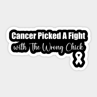 Cancer Picked A Fight with The Wrong Chick - Breast Cancer Awareness Women's Sticker